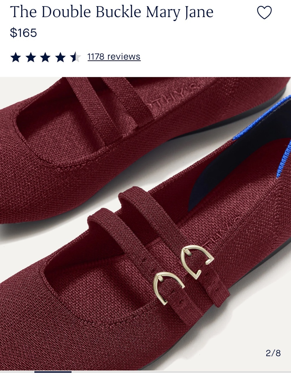 Rothy's Double Buckle Mary Jane - Burgundy - Picture 2 of 9